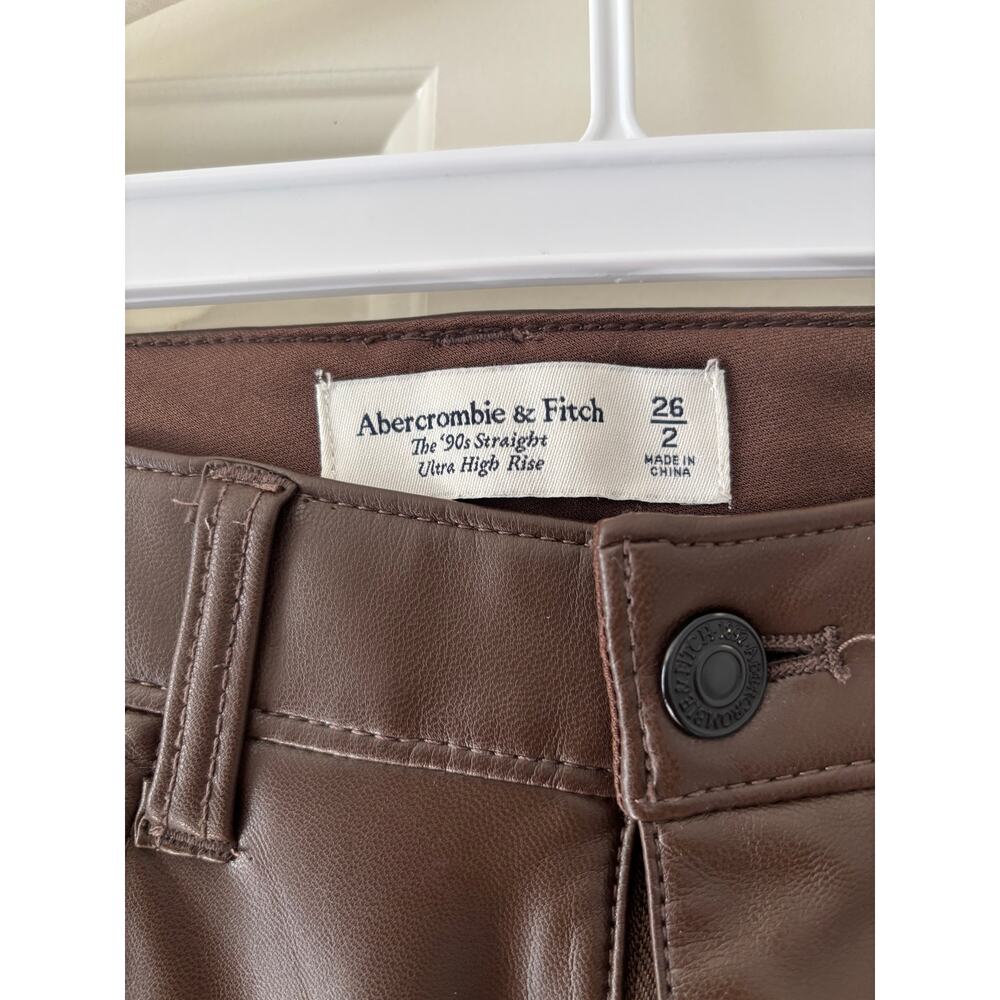 Abercrombie & Fitch Brown Faux Leather Pants 26 US - Picture 6 of 8